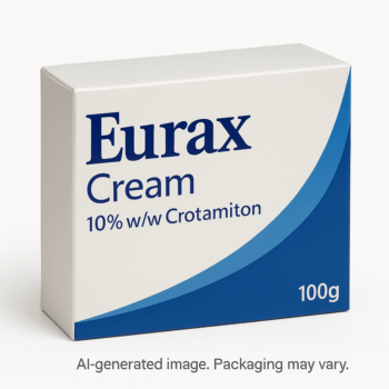 Tube of Eurax 10% Cream used to relieve itching and rashes