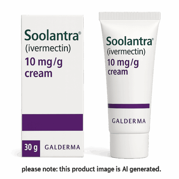 Soolantra Cream 30g box and tube for rosacea treatment