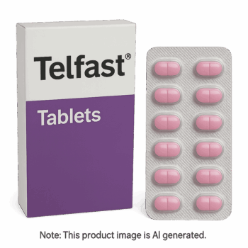 Box of Telfast Tablets for hay fever and allergy relief