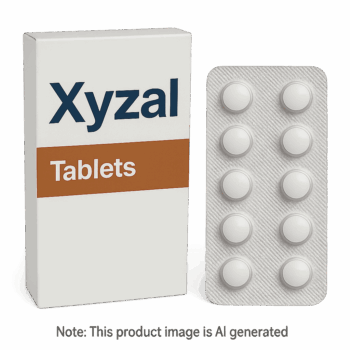 Box of Xyzal 5mg Tablets for allergy and hay fever relief
