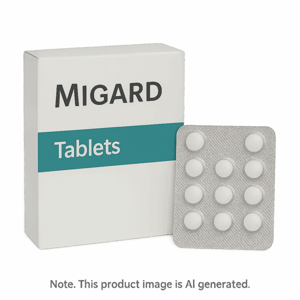 Box of Migard Tablets for acute migraine relief