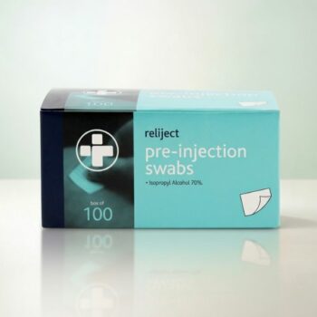 Box of 100 skin cleansing wipes for use with injectable pen medications